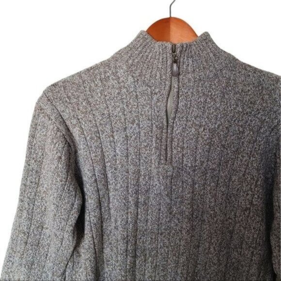 Oscar De La Renta Sweater Quarter Zip Mock Neck size L Large Cotton Blend Tan Ma - Picture 5 of 10